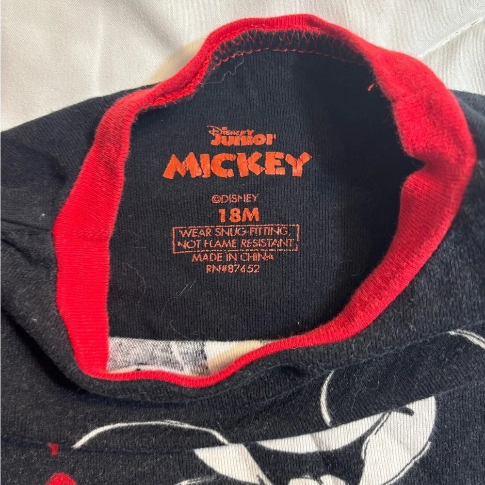 Disney Mickey Mouse Black and Red Kids Pajama Set 18 months- pants & long sleeve